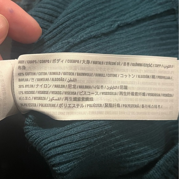 Abercrombie & Fitch dark green ribbed long sleeve corset bodysuit bodycon - Picture 10 of 11